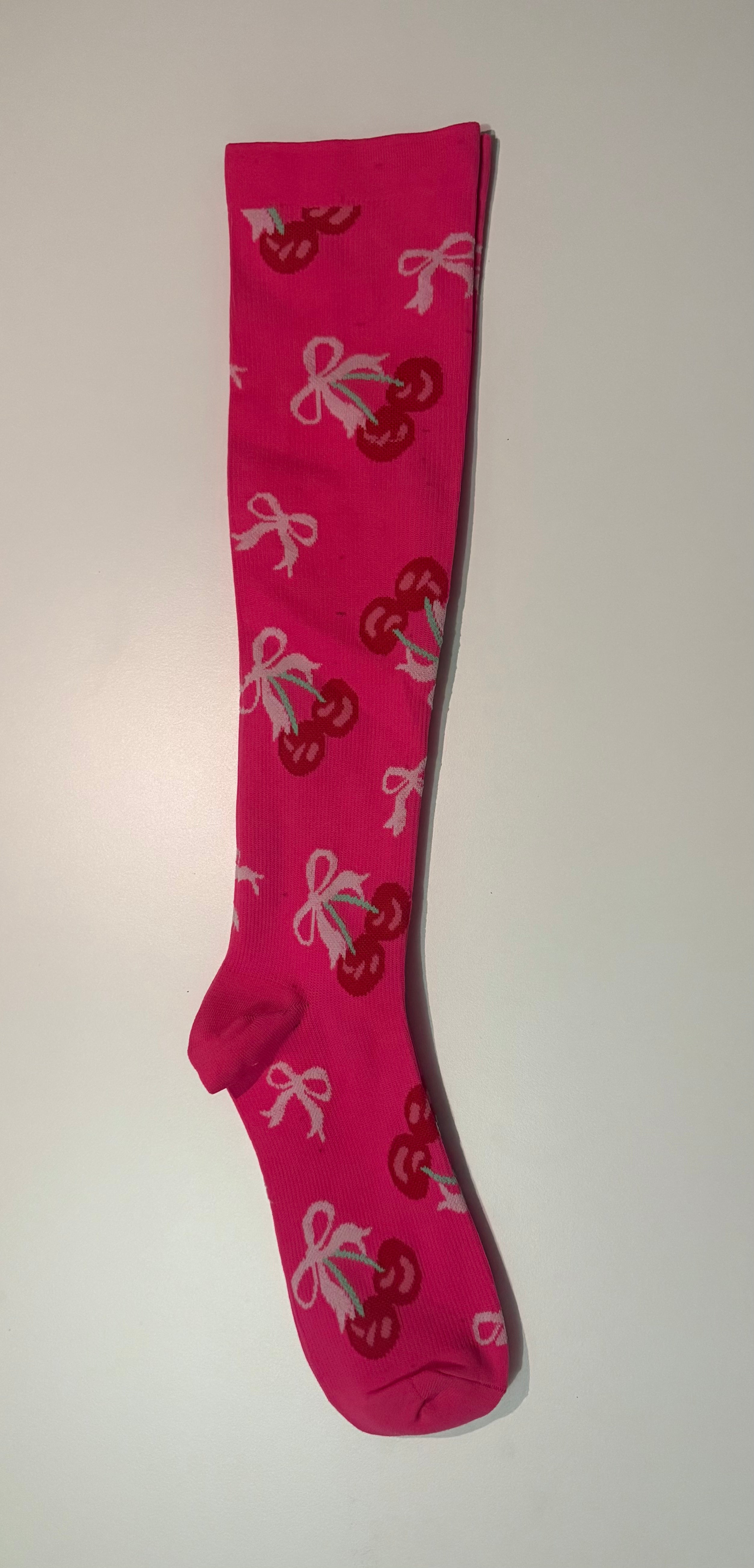 Cherry Bow Compression Socks